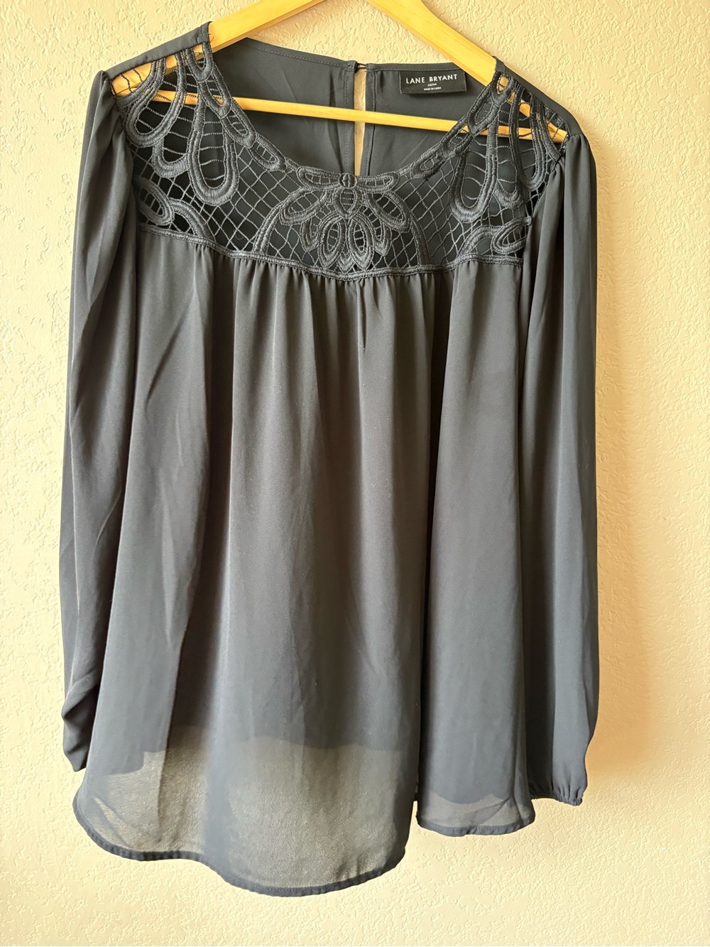 Lane Bryant Women's Blouse Black Long Sleeve Size 22/24 Sheer Carreer Capsule